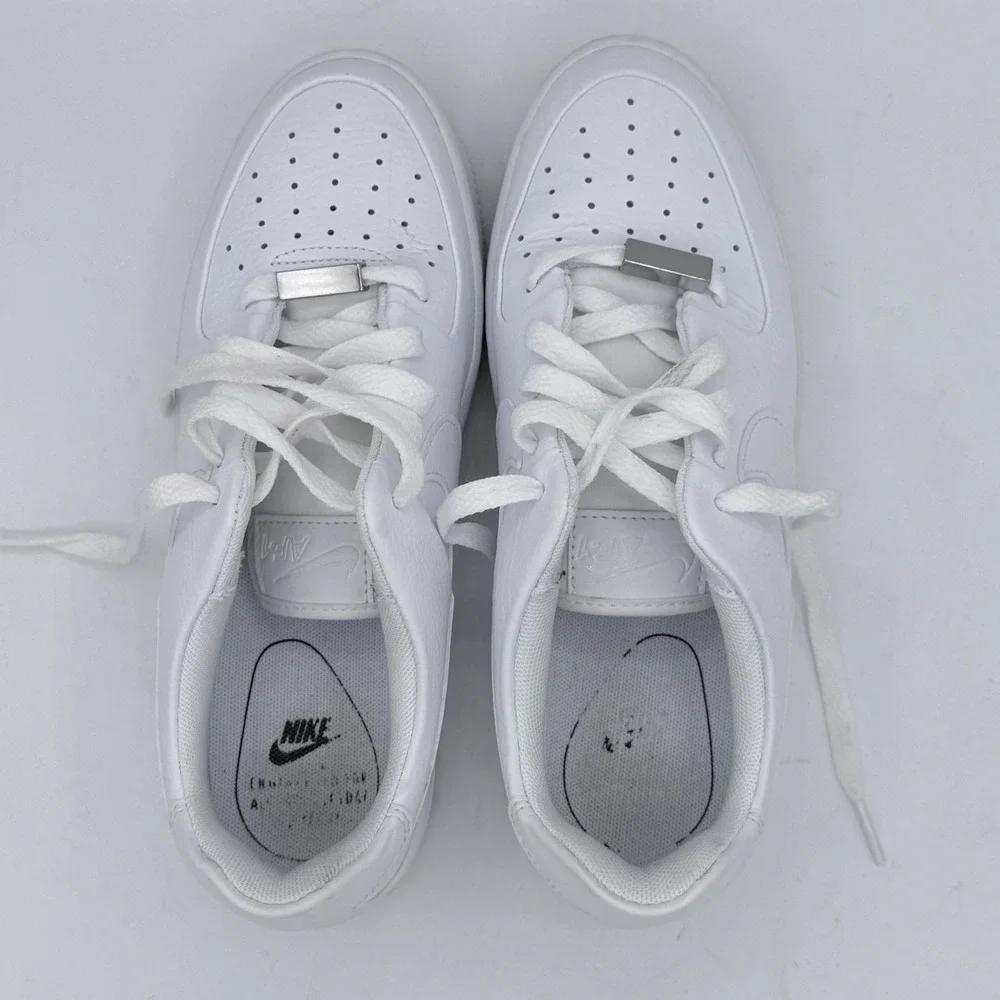 Nike Women's Air Force 1 Sage Low Triple White Platform Sneakers Size 7 - Picture 7 of 9